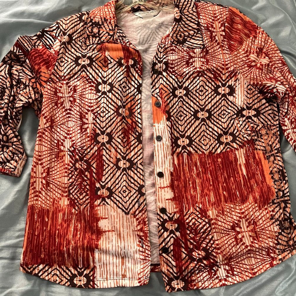 Lot of 2  Allison Daley Women's PM  Button up shirts   Fall colors